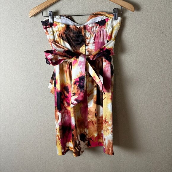 SPEECHLESS FLoral Satiny Strapless Mini Dress Size 3 - Picture 5 of 9